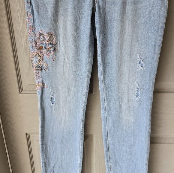 Inc International Jeans Women Sz 6 Blue 32×28 High Rise Embroidered Straight - Picture 5 of 15